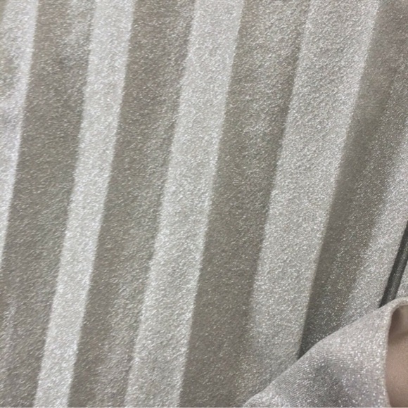 NWT Anthropologie Elevenses Dress Lunar Pleated Silver Sparkle Midi Straps 14 - Picture 7 of 8